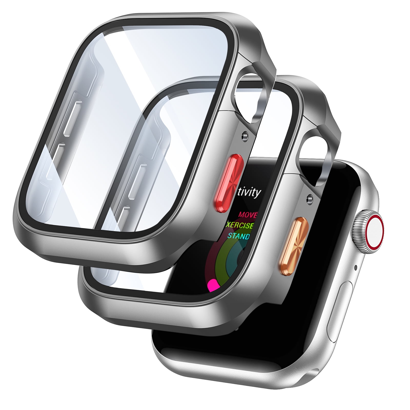 Dteck 2Pack PC Case with Tempered Glass Screen Protector for Apple