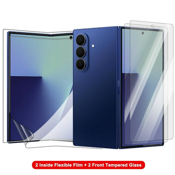 Dteck 2-Pack Screen Protector for Samsung Galaxy Z Fold 3,2 Inside Flexible Film + 2 Front Tempered Glass Screen Protector for Samsung Galaxy Z Fold 3,Clear