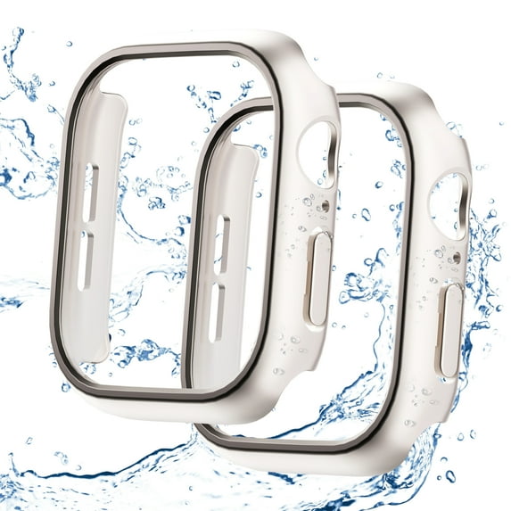 Dteck 2 Pack Tempered Glass Case for Apple Watch Series 6/5/4/SE 40mm, Hard Matte PC Screen Protector Overall Protection Ultra-Thin Lightweight Water-Resistant Cover for iWatch 40mm,Starlight