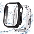 thumbnail image 1 of Dteck 2 Pack Tempered Glass Case for Apple Watch Series 6/5/4/SE 44mm, Hard Matte PC Screen Protector Overall Protection Ultra-Thin Lightweight Water-Resistant Cover for iWatch 44mm,Clear+Black, 1 of 6