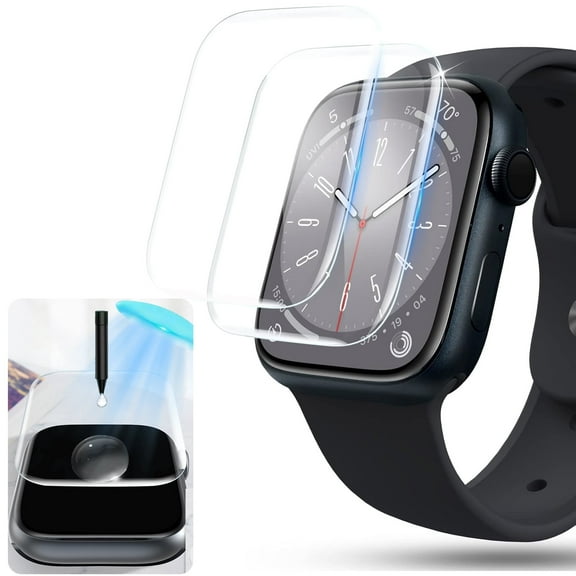 Dteck 2 Pack Tempered Glass Screen Protector for Apple Watch Series 10 42mm /Series 11, Auto-Dispersion Full Coverage 3D Cover Waterproof Bubble Free HD Clear Film for iWatch Series 10 42mm,Clear