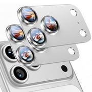 Dteck 2 Pack for iPhone 17 Pro Camera Lens Protector, Shatterproof Strong Adhesion Metal Aluminum Alloy Tempered Glass Camera Screen Protector,Silver