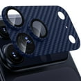 thumbnail image 1 of Dteck 2-Pack for iPhone 17 Pro Camera Lens Protector,  Shockproof Shatterproof Strong Adhesion Metal Alloy Tempered Glass with Carbon Fiber Texture, Blue, 1 of 5