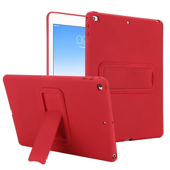 Dteck For 2018/2017 iPad 9.7 5th / 6th Generation Case, Slim Lightweight Foldable Stand Shockproof Hard PC Back Protective Cover for Apple iPad 9.7 Inch 2018/2017, Red
