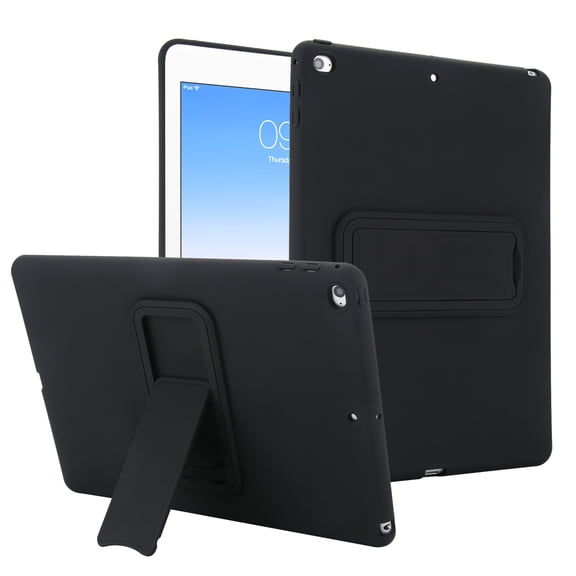 Dteck For 2018/2017 iPad 9.7 5th / 6th Generation Case, Slim Lightweight Foldable Stand Shockproof Hard PC Back Protective Cover for Apple iPad 9.7 Inch 2018/2017, Black