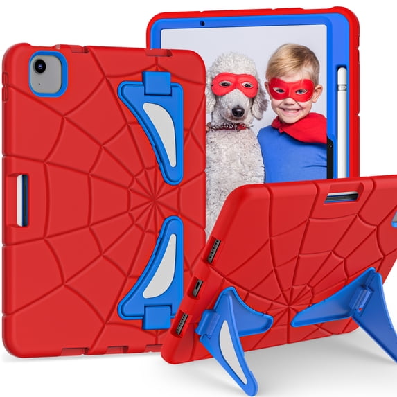 Dteck for New iPad Air 11 2025 / 2024 Case for Kids Slim Heavy Duty Shockproof Protective Cover with Pencil Holder Kickstand for Kids Children, Red+Blue