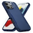 thumbnail image 1 of Dteck 3 in 1 for iPhone 16 Pro Case with Tempered Glass Screen Protector & Camera Lens Cover, Military Grade Protection Full Body Shockproof Rugged Protective Cover for iPhone 16 Pro,Blue, 1 of 6