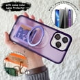 thumbnail image 1 of Dteck 3 In 1 for iPhone 16 Pro Max Case, Magnetic Ring Stand with Privacy Screen Protector + Camera Lens Protector, Frosted Translucent Shockproof Phone Cover for iPhone 16 Pro Max,Purple, 1 of 5
