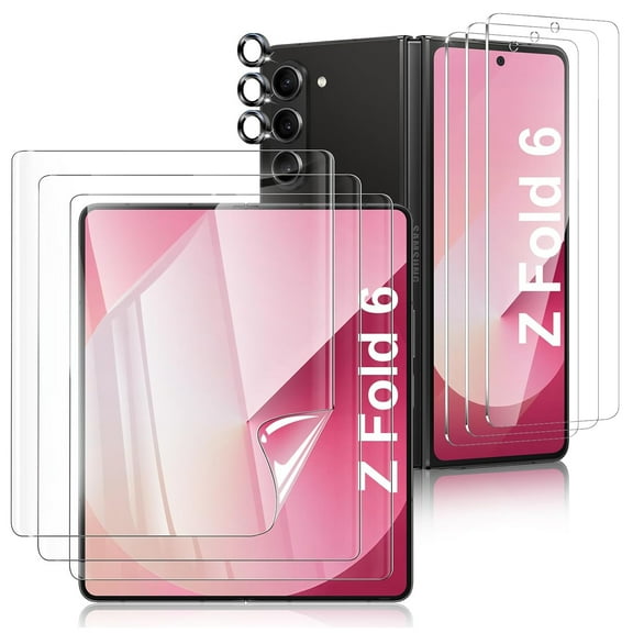 Dteck [3+3+3 Pack] for Samsung Galaxy Z Fold 7 Screen Protector, Inner Screen Flexible Film + Back Screen Protector Tempered Glass + [1 Set] Camera Lens Protector, Z Fold 5 Accessories for Z Fold 7