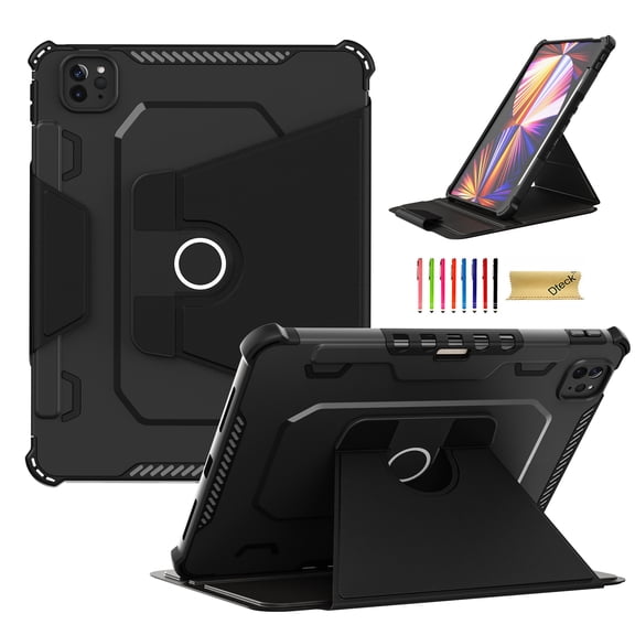 Dteck 360 Rotating Case for iPad 9th/8th/7th Generation, iPad 10.2 Case with Pencil Holder, Auto Wake Sleep Smart Cover Premium Folio Flip Stand Case for 10.2" iPad 9/8/7, Black