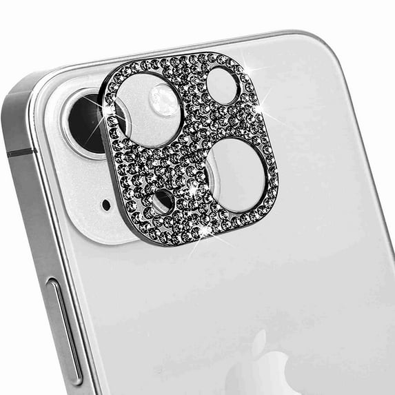 Dteck 3D Bling Diamond Camera Lens Protector for iPhone 13 Protective Lens Decoration Glitter Metal Camera Cover for iPhone 13, Black