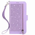 thumbnail image 1 of Dteck 9 Card Holder Folio Flip Glitter Leather Folding Stand Magnetic Wallet Purse Case with Strap &Zipper Coin Change Money Pocket, For iPhone 11 Pro 5.8", purple, 1 of 7