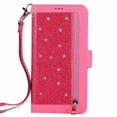 thumbnail image 1 of Dteck 9 Card Holder Folio Flip Glitter Leather Folding Stand Magnetic Wallet Purse Case with Strap &Zipper Coin Change Money Pocket, For iPhone 11 Pro Max 6.5", rose, 1 of 7