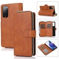 thumbnail image 1 of Dteck 9 Card Slots Wallet Case for Samsung Galaxy S20 FE 6.5-inch,Retro Magnetic Strap Card Pocket Leather Zipper Hybrid Rubber Shockproof Kickstand Phone Cover,Brown, 1 of 5