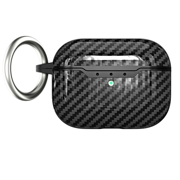 Dteck for AirPods 4th Gen Case Cover with Keychain, Full Protective Case for Men and Women, Compatible with Apple Latest AirPods 4 Case 2024,Black-Carbon Fiber Pattern