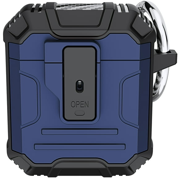Dteck for AirPods Case Cover, AirPods 2 & 1 Protective Hard Case Rugged Full Body Shockproof for Men Women wiht Keychain Front LED Visible Design for Airpod Case 2nd Generation,Blue