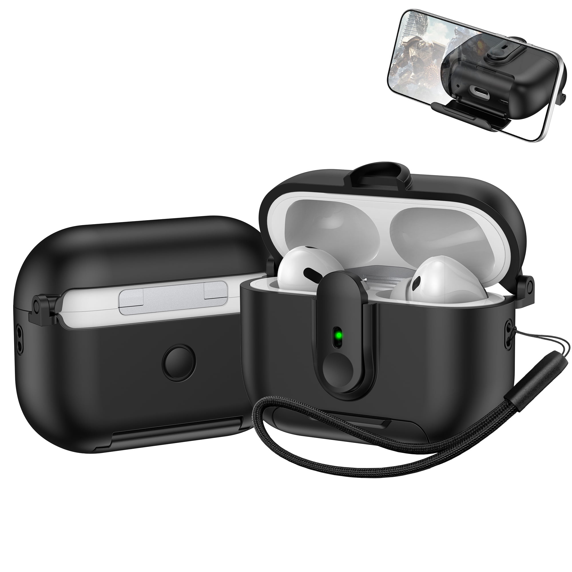 Dteck for AirPods Pro (2019) Case with Phone Stand, Auto Open