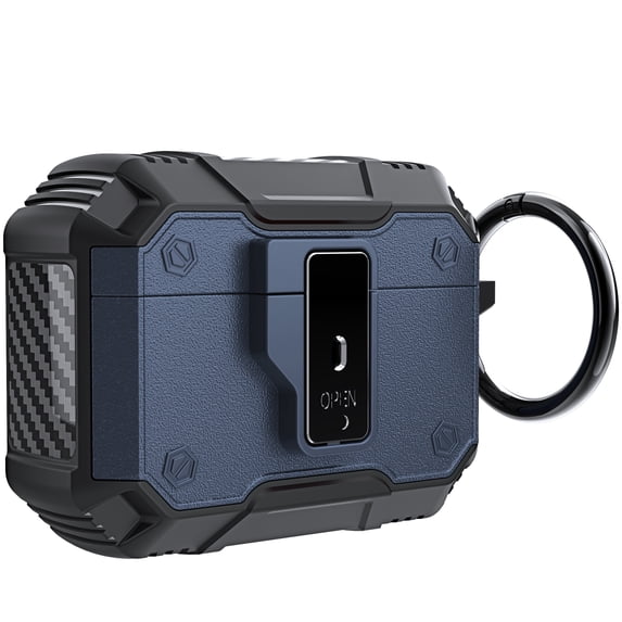 Dteck for AirPods Pro 2nd Gen Case with Secure Lock Clip, Hard Shell Full-Body Protective for Women Men with Apple AirPods Pro 2 Wireless Charging Case,Front LED Visible,Blue