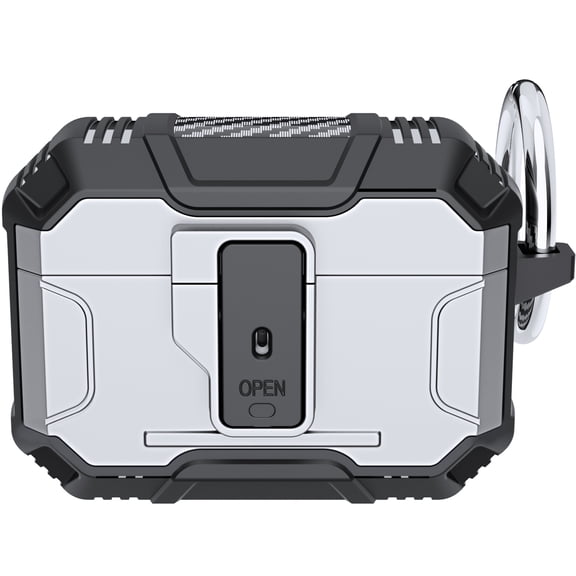 Dteck for AirPods Pro 3 Case (2025) Case, Heavy Duty Compatible with Magsafe Magnetic Automatic Lock Protective Cover with Keychain for AirPods Pro 3rd Generation, Silver