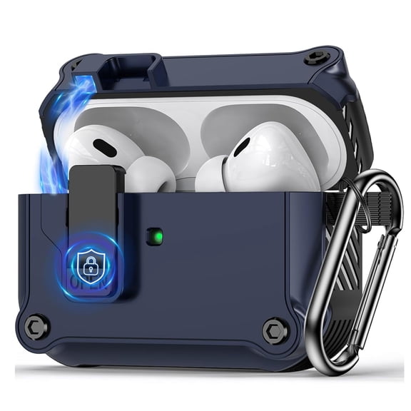 Dteck for AirPods Pro 3 Case Cover with Secure Lock Clip,Automatic Pop-up Case Full-Body Shockproof Hard Protective Cover for Airpods Pro 3rd Generation 2025,Blue