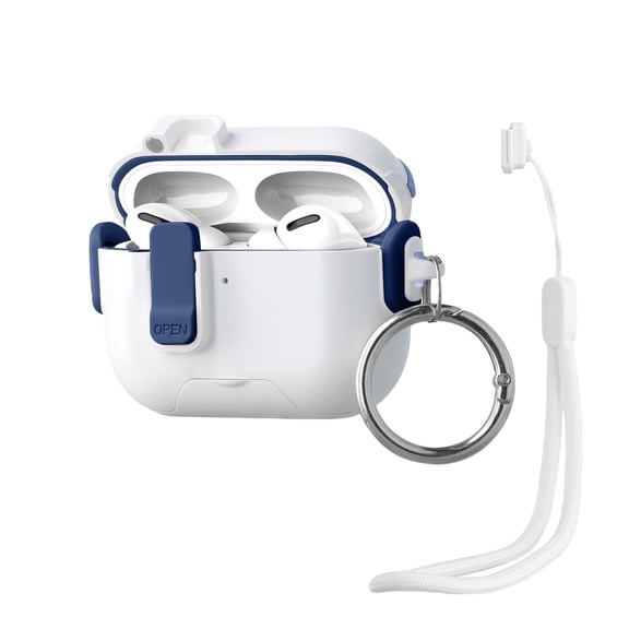 Dteck for AirPods Pro 3 Case with Keychain/Hand Strap, Shockproof Protective Headphone Cover with Invisible Phone Stand Support Wireless Charging,Blue