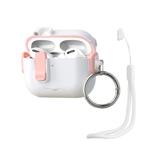 Dteck for AirPods Pro 3 Case with Keychain/Hand Strap, Shockproof Protective Headphone Cover with Invisible Phone Stand Support Wireless Charging,Pink