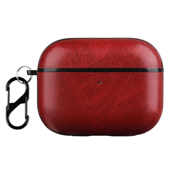 Dteck for AirPods Pro 3 Leather Case with Keychain,Front LED Visible Protective Cover for AirPods Pro 3rd Generation 2025 Wireless Charging Shockproof Case,Red