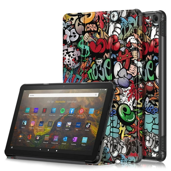 Dteck for All-New Amazon Kindle Fire HD 10 Tablet Case (13th Generation, 2023 Release) 10.1", Slim Lightweight Hard Shell Stand Cover with Auto Wake/Sleep,Graffiti