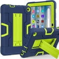 thumbnail image 1 of Dteck for Amazon All-New Kindle Fire 7 Tablet Case 12th Gen 2022 Release Rugged Hands-Free Viewing Stand Armor Pretective Shell Case Cover for Fire 7 Kids Tablet 7" 2022 Latest Model, Navy+Green, 1 of 11