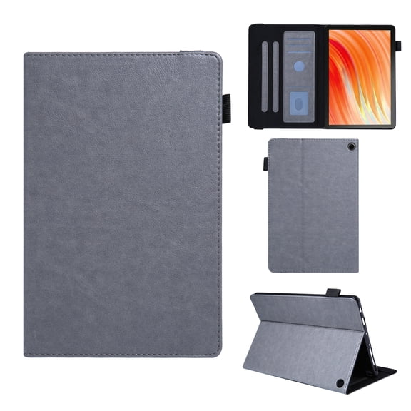 Dteck for Amazon Fire HD 10 and HD 10 Plus Tablet 13th Generation 2023 Card Slots Wallet Case ,Premium Leather Business Folio Stand Case Auto Wake/Sleep and Multiple Viewing Angles Cover,Grey