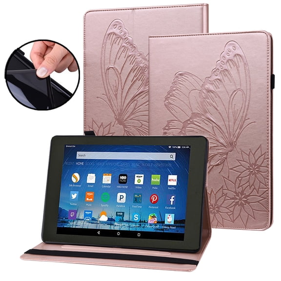 Dteck for Amazon Fire Max 11 Case, Butterfly Embossed PU Leather Protective Cover with Credit Card Holder Multiple Viewing Angles Stand for Fire Max 11 (13th Generation, 2023 Release),Rosegold