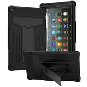 Dteck for Amazon Kindle Fire HD 10 inch Tablet Case 9th Generation 2019 Release 7th Generation 2017 Release with Kickstand, Heavy Duty Hybrid Rugged Shockproof Case, Black