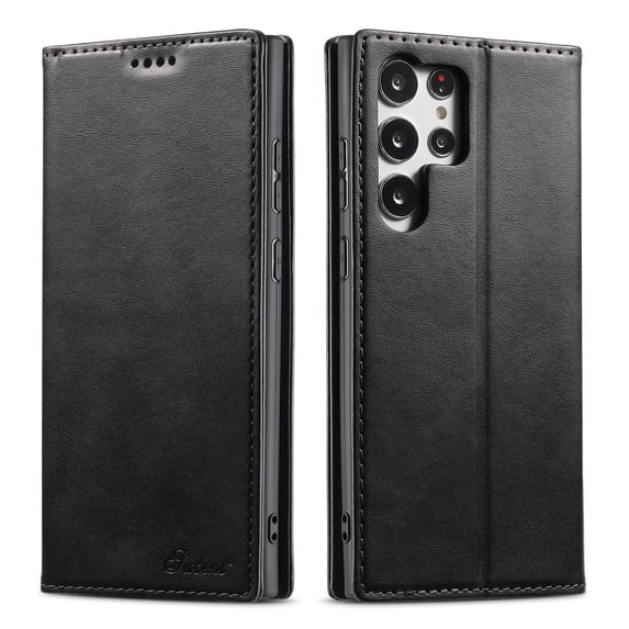 Dteck for Apple Samsung Galaxy S25 Plus, Shockproof Flip Wallet PU Leather Magnetic Protective Cover with RFID Blocking 3 Card Slots Stand TPU Interior Case, Black