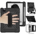 thumbnail image 1 of Dteck for Apple iPad Air 4th Generation 10.9-inch (2020 Released),Shockproof Three-Layer Multi-functional Case Heavy Duty Protector Rubber Hard Back Kickstand Hand/Shoulder Strap Cover,Black, 1 of 7