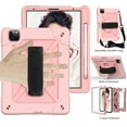 thumbnail image 1 of Dteck for Apple iPad Air 4th Generation 10.9-inch (2020 Released),Shockproof Three-Layer Multi-functional Case Heavy Duty Protector Rubber Hard Back Kickstand Hand/Shoulder Strap Cover,Rosegold, 1 of 7