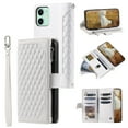 thumbnail image 1 of Dteck for Apple iPhone 11 Case,Full Protection Zipper Purse Magnetic Closure Folio Card Slots Wallet Kickstand Phone Cover with Wrist Strap & Shoulder Strap,White, 1 of 14