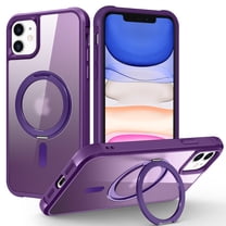 Dteck for Apple iPhone 11 with Magnetic Invisible Stand Military Drop Protection Case, Shockproof Compatible with MagSafe Slim Rugged Matte Ring Holder Holder Phone Case for Men Women, purple