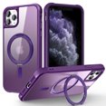 thumbnail image 1 of Dteck for Apple iPhone 11 Pro Max with Magnetic Invisible Stand Military Drop Protection Case, Shockproof Compatible with MagSafe Slim Rugged Matte Ring Holder Holder Phone Case for Men Women, purple, 1 of 7