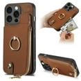 thumbnail image 1 of Dteck for Apple iPhone 11 Pro Max Zipper Wallet Case, Shockproof with Card Holders Flip Premium PU Leather Card Slots with 360°Rotation Ring Stand Protective Phone Cover, brown, 1 of 8