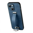 thumbnail image 1 of Dteck for Apple iPhone 12 Case with Hand Strap Holder, Shockproof Premium PU Leather Slim Flip Protective Case Adjustable Wristband Stand Ring Cover, darkblue, 1 of 6