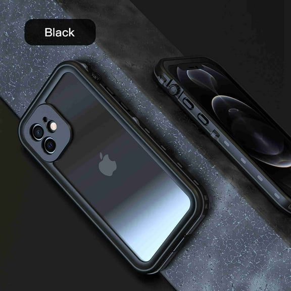 Dteck Apple iPhone 12 Mini 5.4 Inch Waterproof Case, Built-in Screen Protector IP68 Underwater Full Body Seal Cover Clear Sound Anti-Scratch Heavy Duty Waterproof Cover, Black