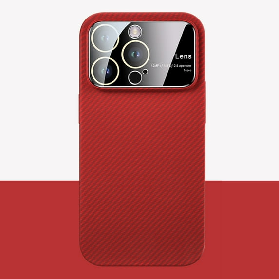 Dteck for Apple iPhone 12 Pro Anti-scratch Case, Dual Layer Carbon Fiber Texture Slim Hybrid Shockproof Hard PC Bumper Rugged Back Cover Full Body Protective Phone Case , Red