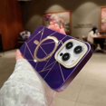 thumbnail image 1 of Dteck for Apple iPhone 12 Pro / 12 Compatible with MagSafe Cover, Magnetic Electroplating Plating Ultra-Thin Bumper Frameless Borderless with Full Camera Lens Protector Case for Women Men, purple, 1 of 1