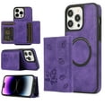 thumbnail image 1 of Dteck for Apple iPhone 12 Pro Max Detachable Wallet Case, Shockproof Embossed with Card Holders for Women Men Magnetic PU Leather RFID Blocking Flip Kickstand Cover, purple, 1 of 8