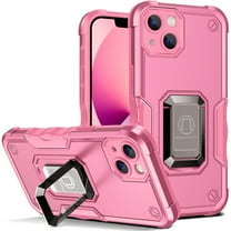 Dteck for Apple iPhone 13 Case with Kickstand & Camera Protection, Built-in Ring Stand Holder Supports Magnetic Car Mount Military Grade Protective Phone Case Cover, Pink