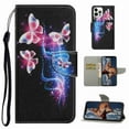 thumbnail image 1 of Dteck for Apple iPhone 13 Pro Case with Card Holder Magnetic 3D Painted Flip Wallet Case Protective Cover with Kickstand Wrist Strap Cover for iPhone 13 Pro, 8# Butterfly, 1 of 4