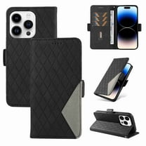 Dteck for Apple iPhone 13 Pro Case with Wrist Strap, Shockproof Splicing Luxury PU Leather Flip Wallet Magnetic Kickstand Money Pouch Folio TPU Bumper Protective Cover, black