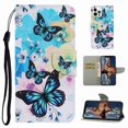 thumbnail image 1 of Dteck for Apple iPhone 13 Pro Max Case with Card Holder Magnetic 3D Painted Flip Wallet Case Protective Cover with Kickstand Wrist Strap Cover for iPhone 13 Pro Max, 12# Blue Butterfly, 1 of 4