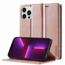 Dteck for Apple iPhone 13 Pro Max Case with Card Holder Magnetic Premium Leather Flip Wallet Case Business / Classical Protective Cover with Kickstand Cover for iPhone 13 Pro Max, Rosegold