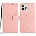 thumbnail image 1 of Dteck for Apple iPhone 13 Pro Max Magnetic Case, Premium PU Leather Folio Flip Wallet Case with Card Holder Cash Slot Lanyard Strap Kickstand Function Embossed Pattern Slim Shockproof Cover, pink, 1 of 8